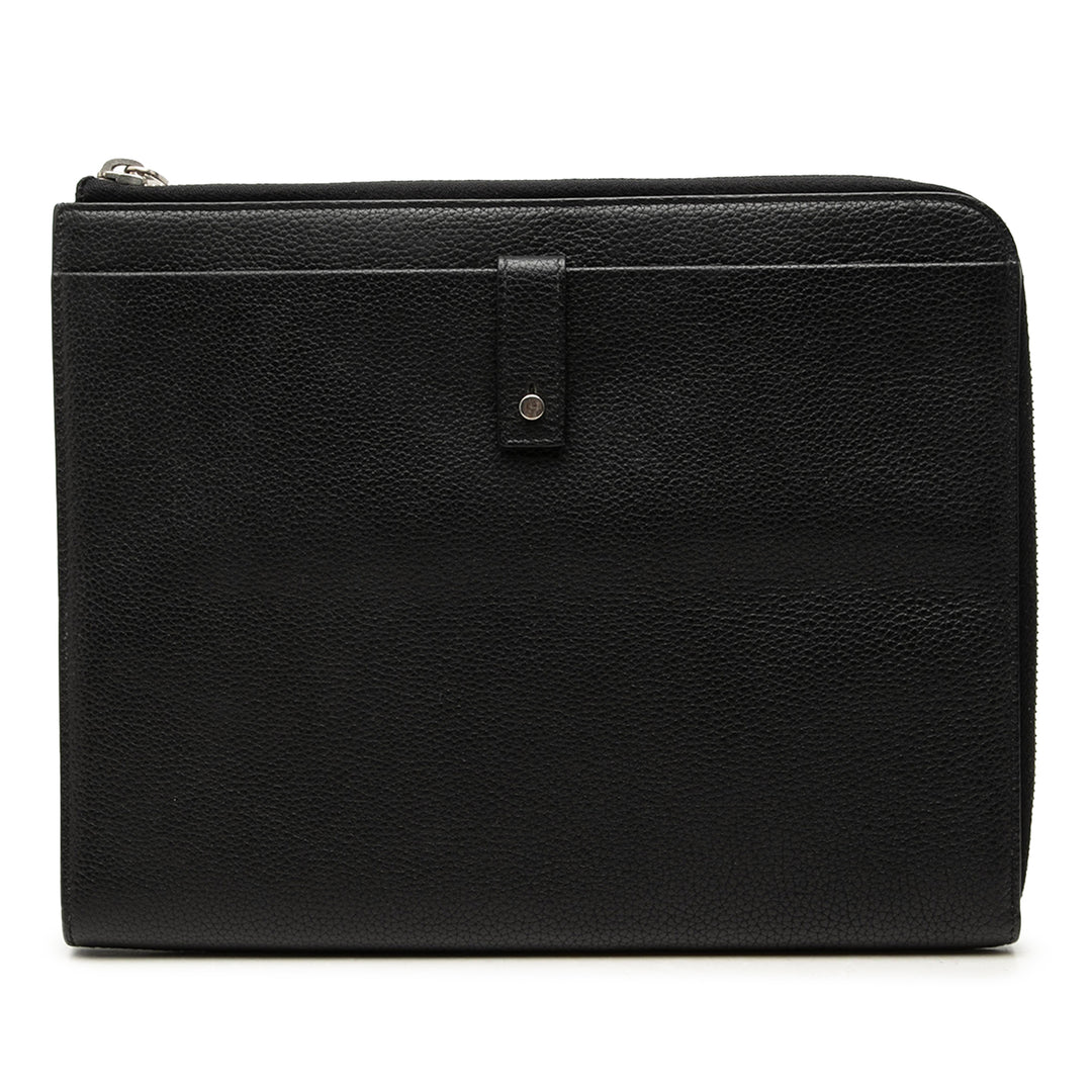 Saint Laurent grainé Classic Zippé Snap Pochette Cuir de veau grainé Noir
