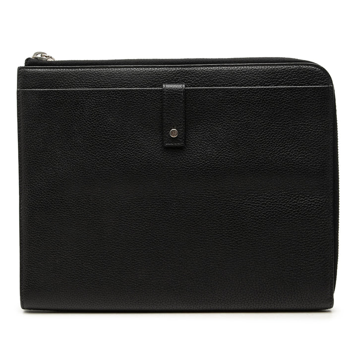 Saint Laurent grainé Classic Zippé Snap Pochette Cuir de veau grainé Noir