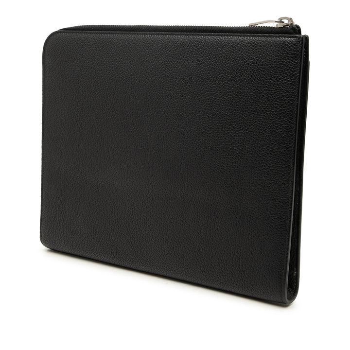 Saint Laurent grainé Classic Zippé Snap Pochette Cuir de veau grainé Noir