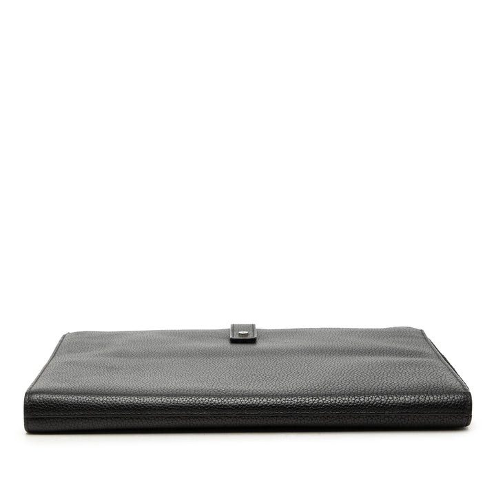 Saint Laurent grainé Classic Zippé Snap Pochette Cuir de veau grainé Noir
