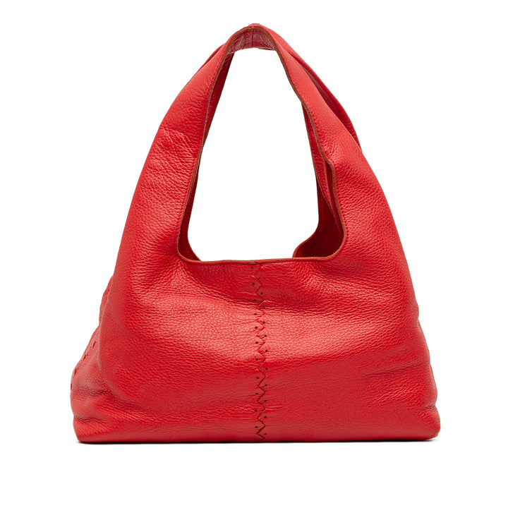 Bottega Veneta Sac porté épaule perforé Cervo Surpiqué Rouge – vue principale – GABY PARIS