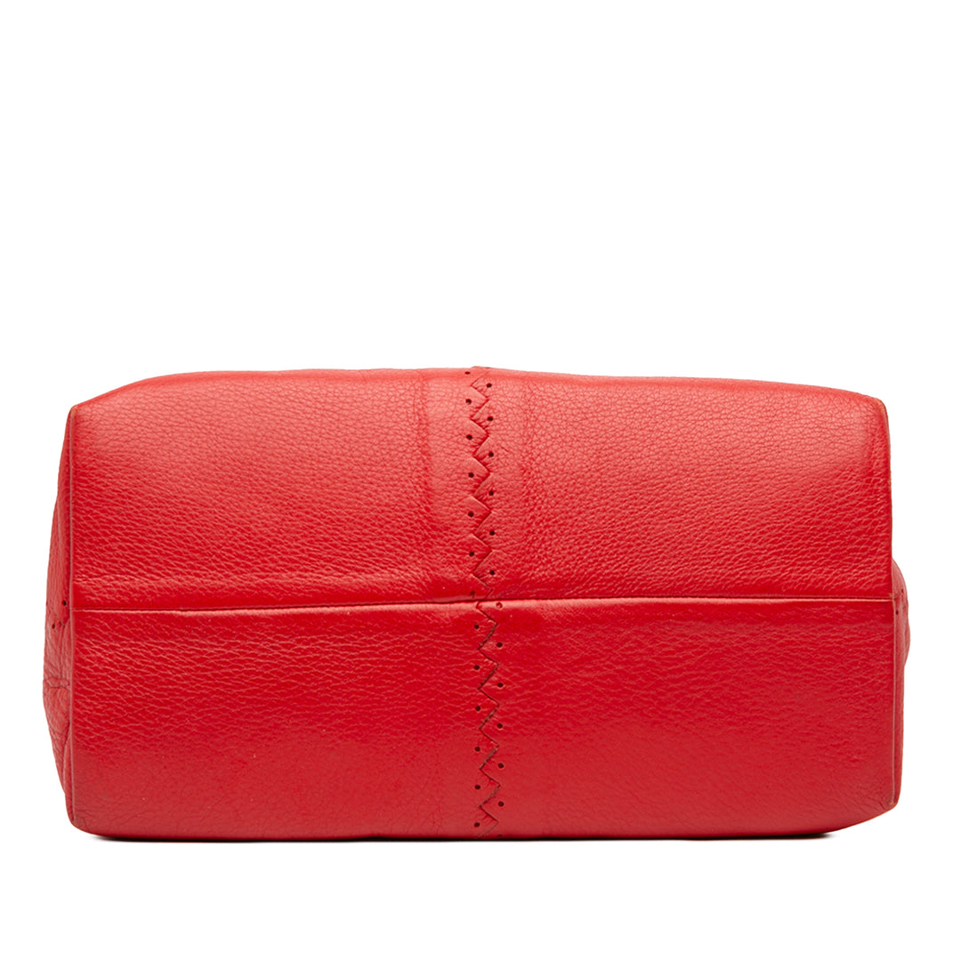 Bottega Veneta Sac porté épaule perforé Cervo Surpiqué Rouge – vue 3 – GABY PARIS