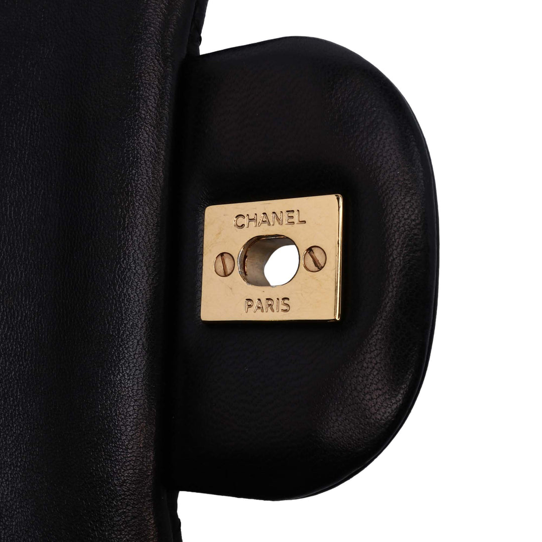 Jumbo Classic Lambskin Double Flap Black - Gaby Paris