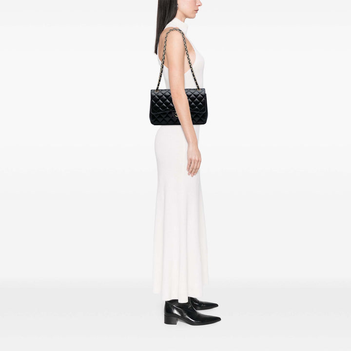 Jumbo Classic Lambskin Double Flap Black - Gaby Paris