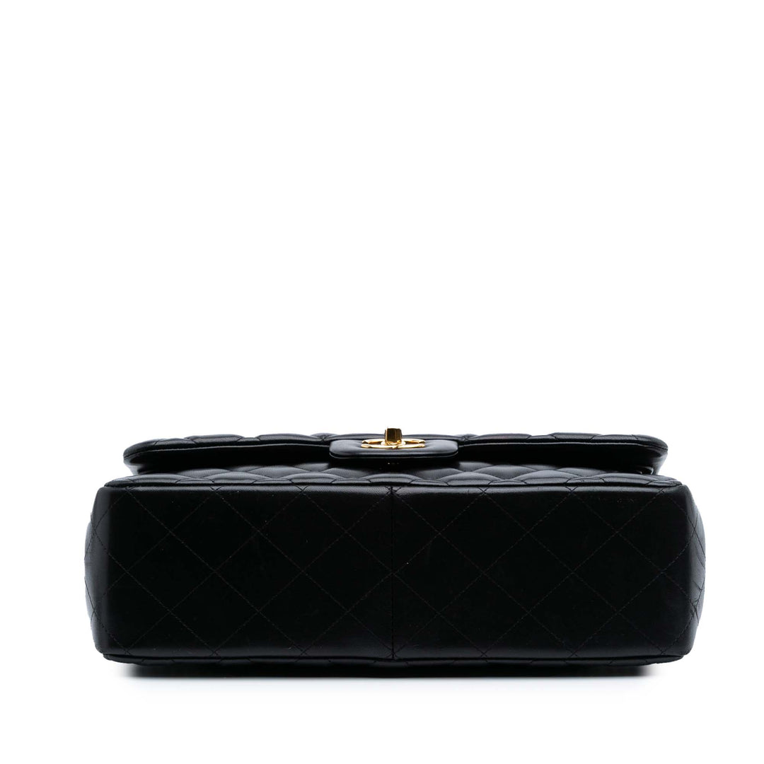 Jumbo Classic Lambskin Double Flap Black - Gaby Paris