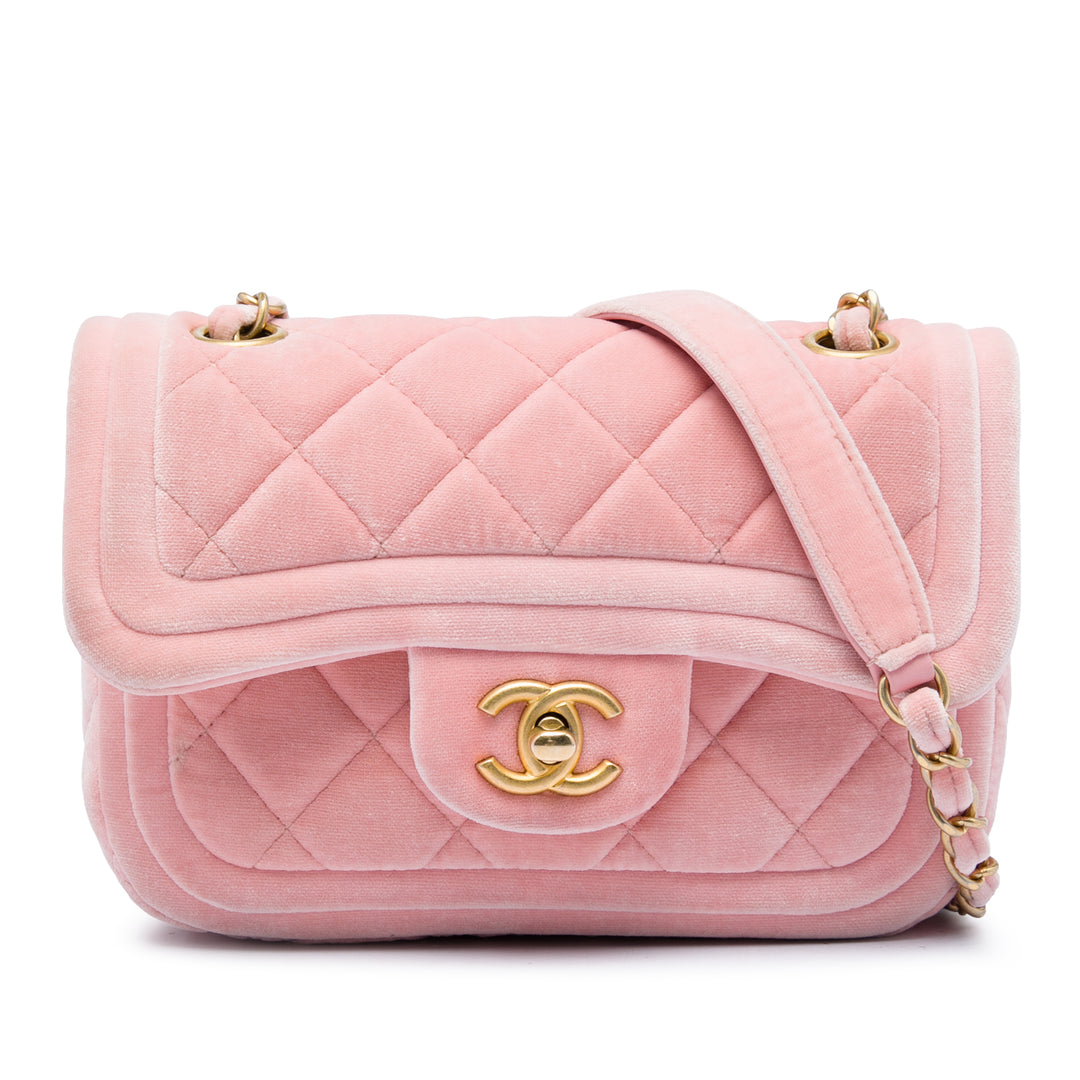 Chanel Mini Matelassé Velours Double Frame à rabat