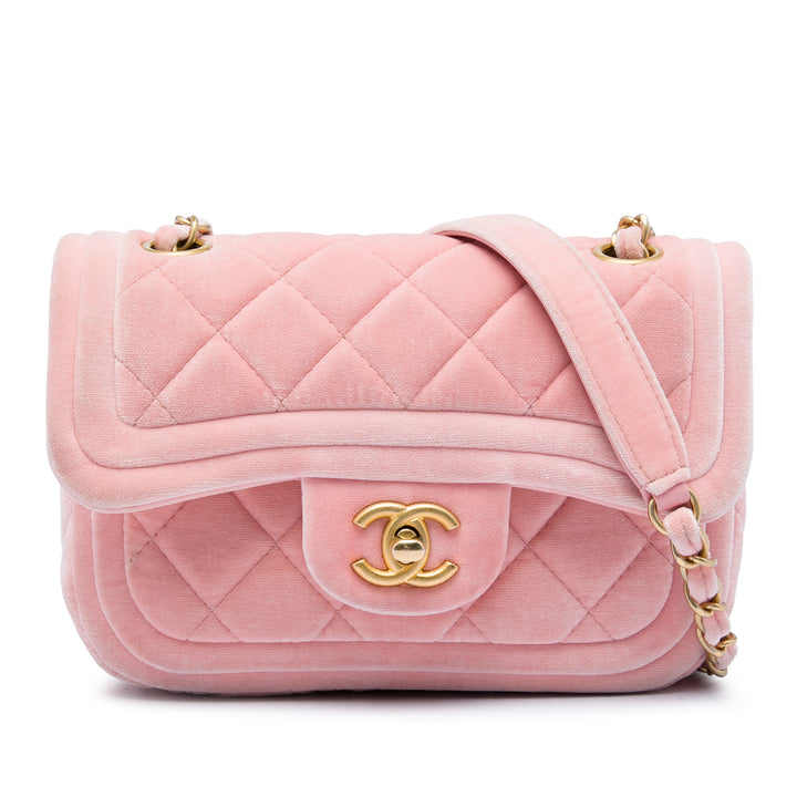 Chanel Mini Matelassé Velours Double Frame à rabat