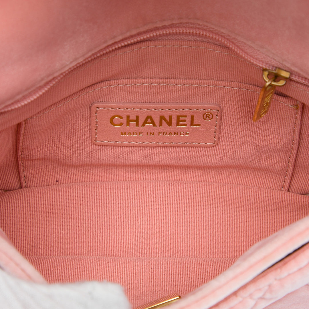 Chanel Mini Matelassé Velours Double Frame à rabat