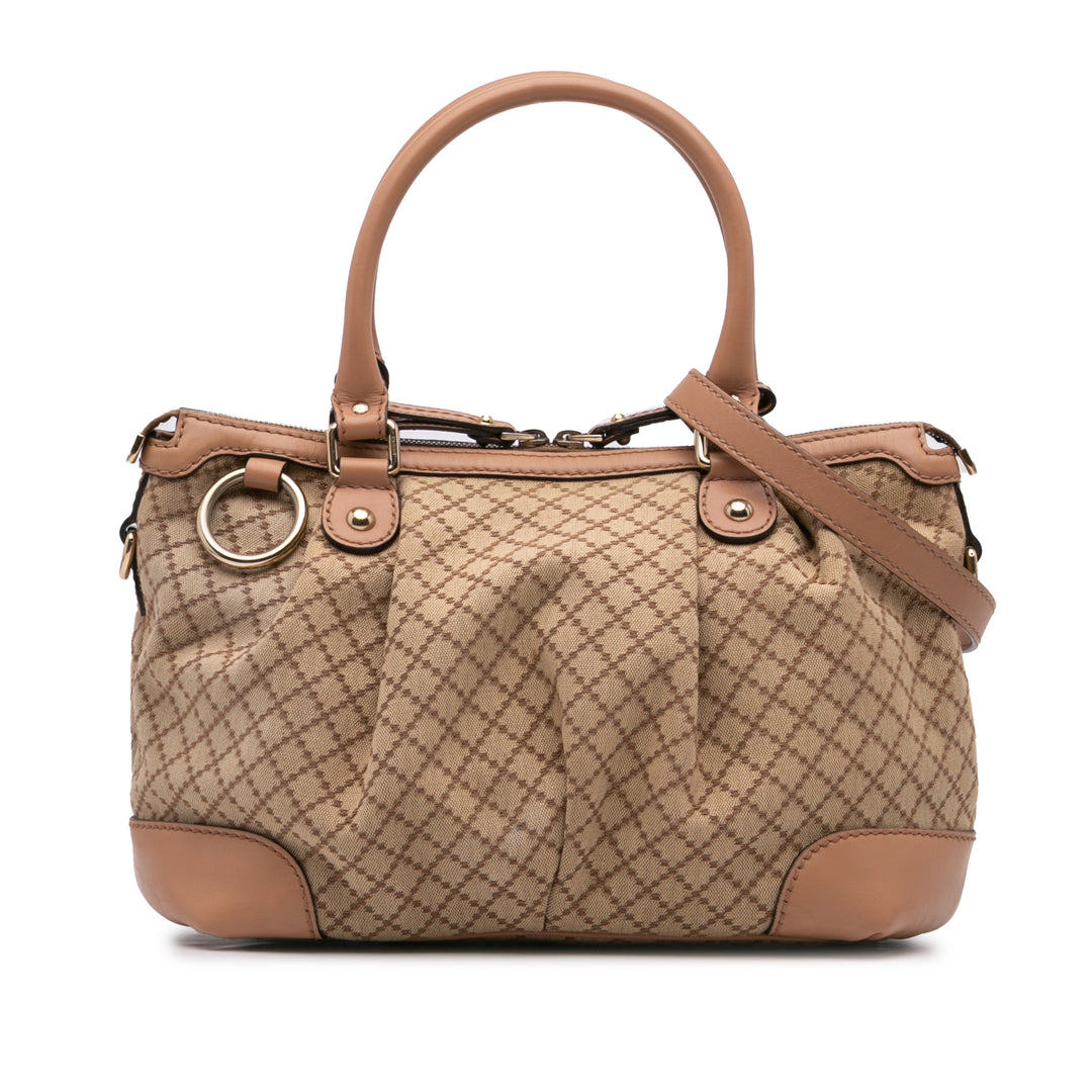 Diamante Canvas Sukey Satchel Brown - Gaby Paris