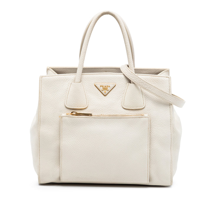 Prada Vitello Daino Poche avant Open Cabas Cuir