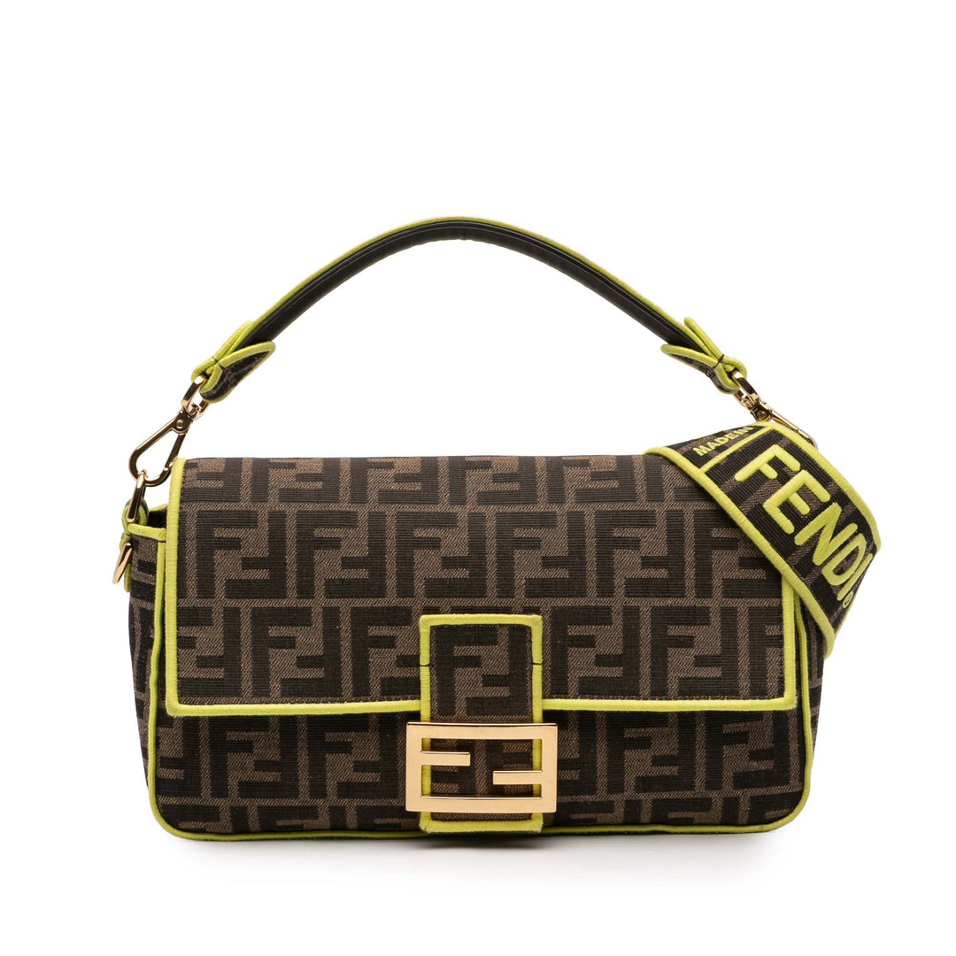 Fendi Zucca Embroidered Toile Baguette Sac cartable Marron – GABY PARIS Authentique