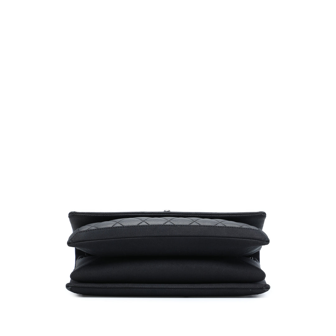 CC Matelassé et Grosgrain So à rabat Cuir d'agneau Noir