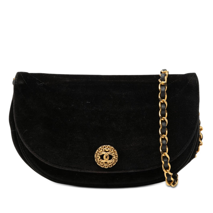 Chanel CC Matelassé Velours Half Moon à rabat