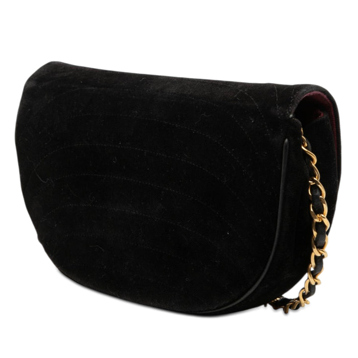 Chanel CC Matelassé Velours Half Moon à rabat