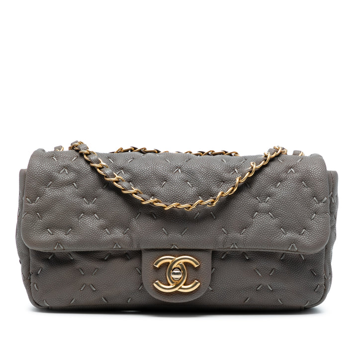 Chanel CC Caviar Wild Stitch Flap Gris