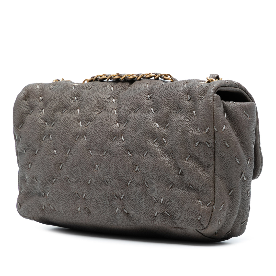 Chanel CC Caviar Wild Stitch Flap Gris
