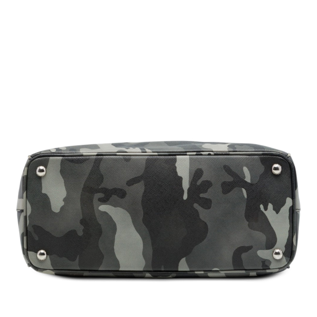 Prada Sac à main Lux Camouflage Galleria Double Zippé Saffiano Moyen Gris – vue 3 – GABY PARIS