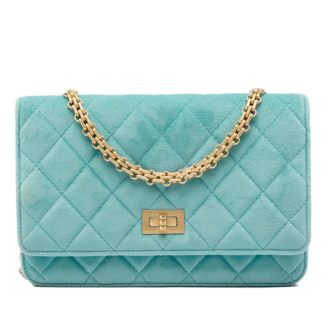 Chanel Sac bandoulière Matelassé Reissue 2.55 Wallet on Chain Bleu – vue principale – GABY PARIS
