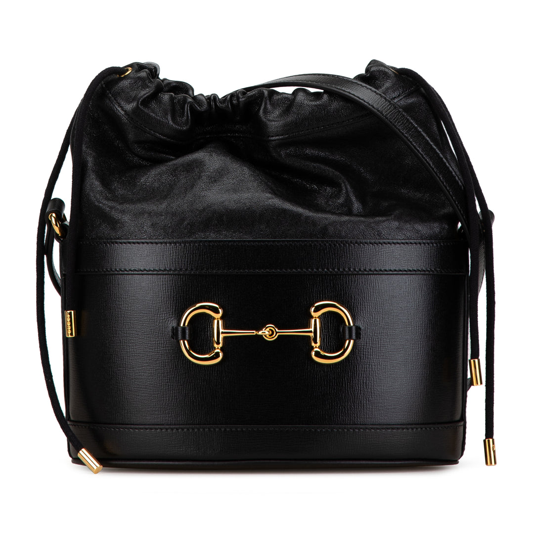 Gucci Leather Horsebit 1955 Bucket Bag Black - GABY PARIS