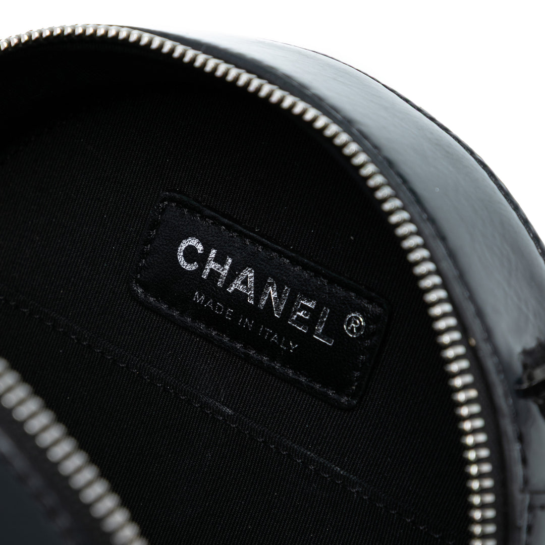 Chanel Cuir verni Cuir Rond As Earth Sac porté croisé