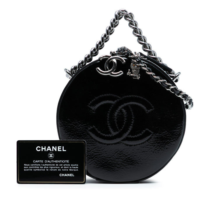 Chanel Cuir verni Cuir Rond As Earth Sac porté croisé