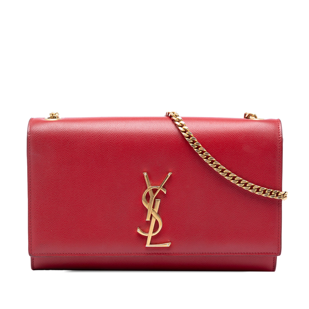 Saint Laurent Grain De Poudre Kate Sac Moyen Monogram Rouge – vue principale – GABY PARIS
