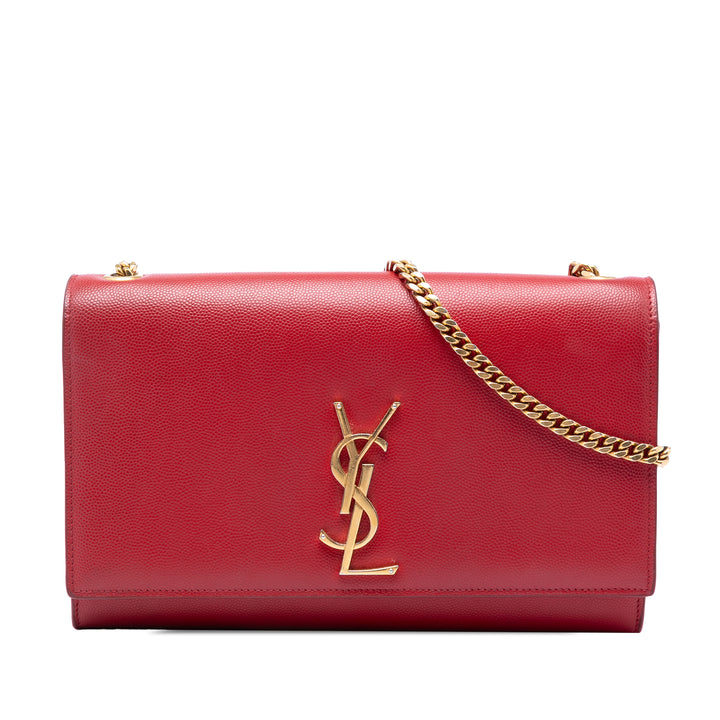Saint Laurent Grain De Poudre Kate Sac Moyen Monogram Rouge – vue principale – GABY PARIS