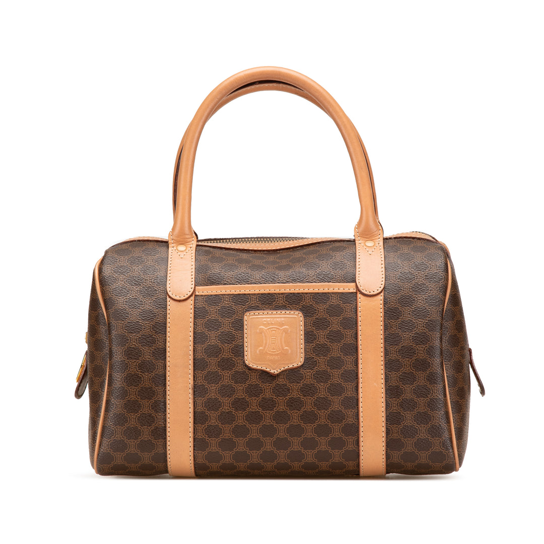 Macadam Coated Canvas Boston Bag Brown - Gaby Paris