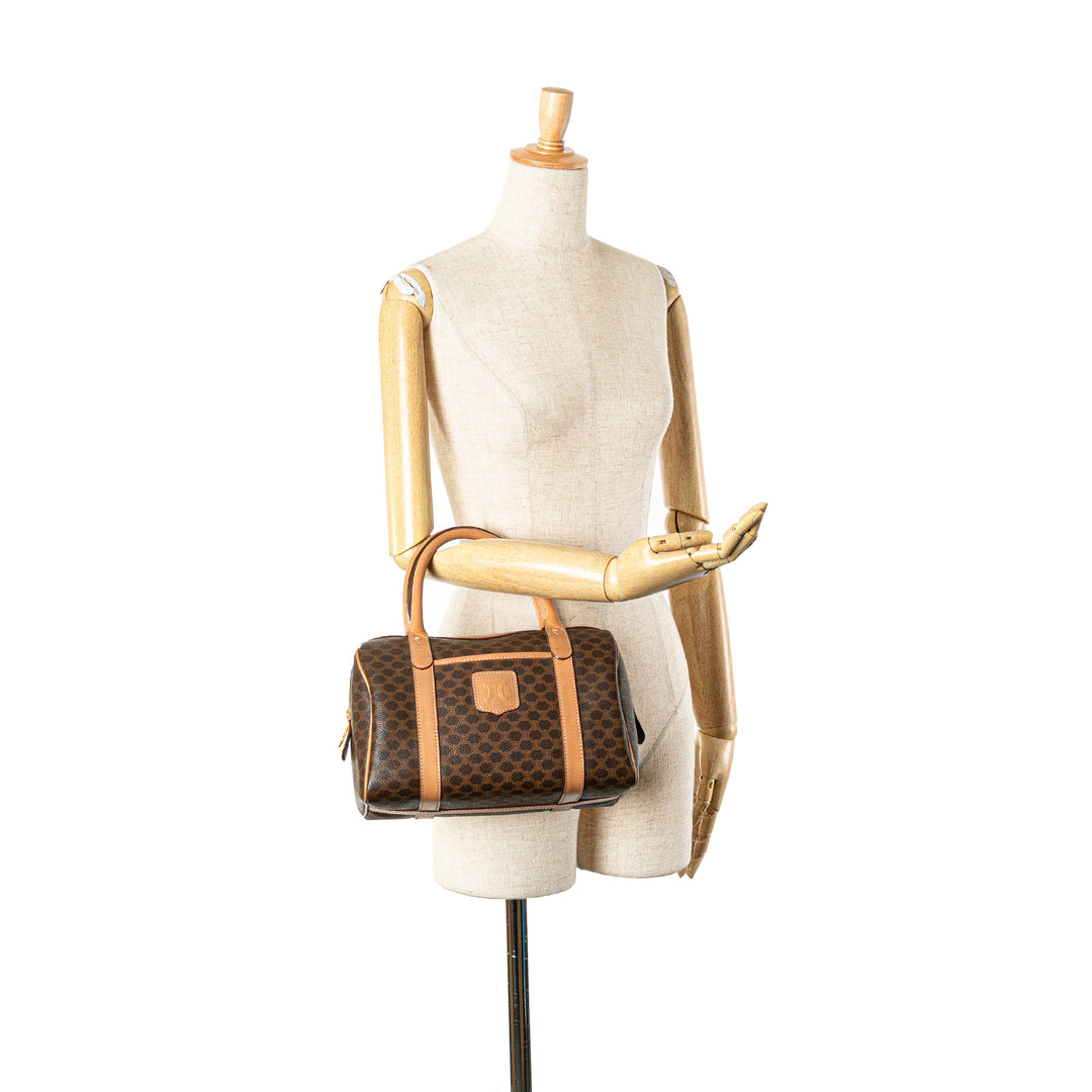 Macadam Coated Canvas Boston Bag Brown - Gaby Paris