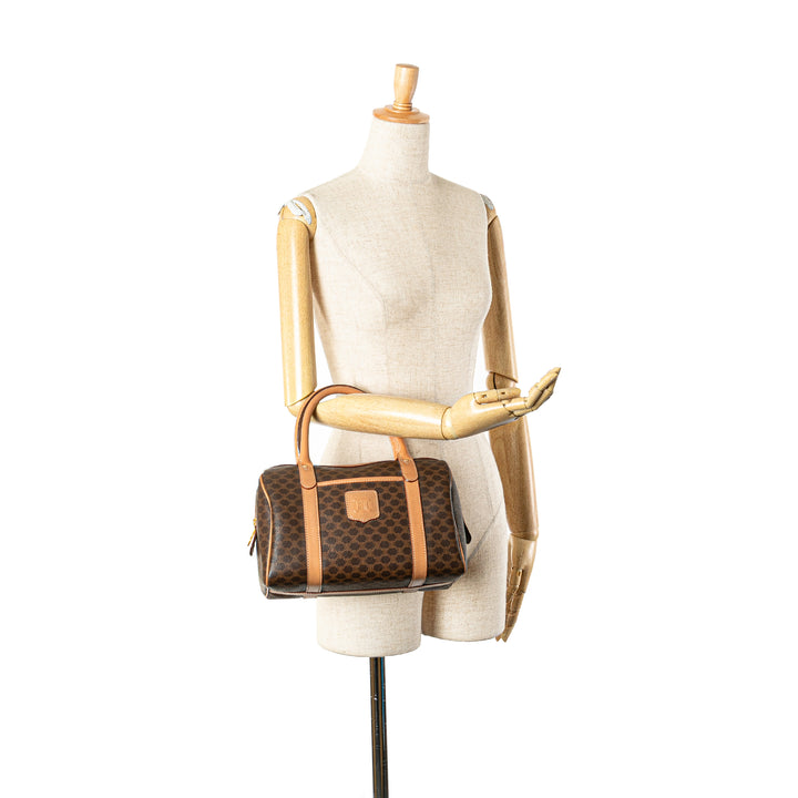 Macadam Coated Canvas Boston Bag Brown - Gaby Paris