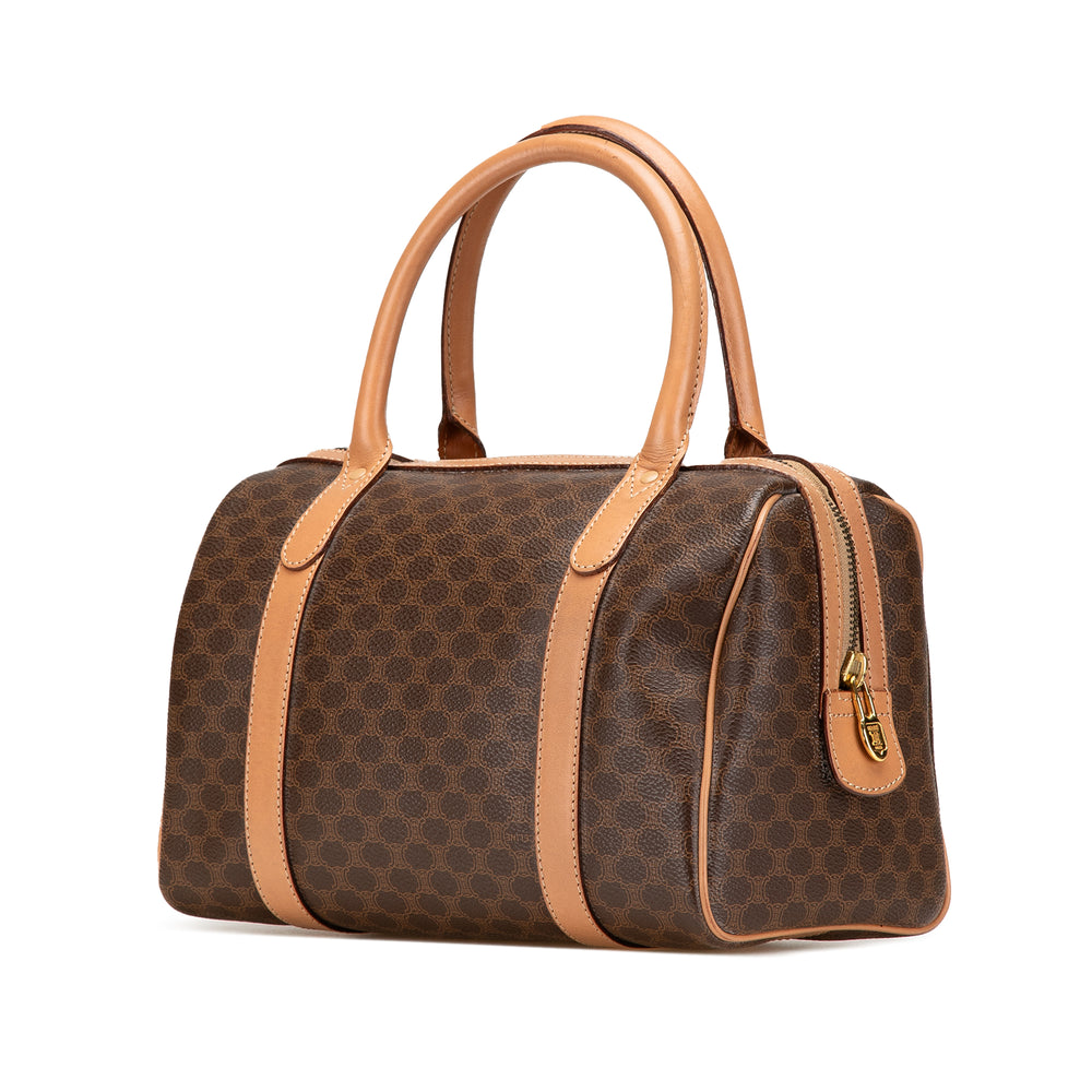 Macadam Coated Canvas Boston Bag Brown - Gaby Paris