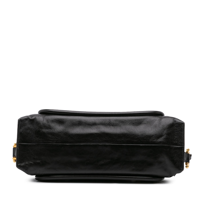 Shiny Calfskin Paraty 24 Satchel Black - Gaby Paris