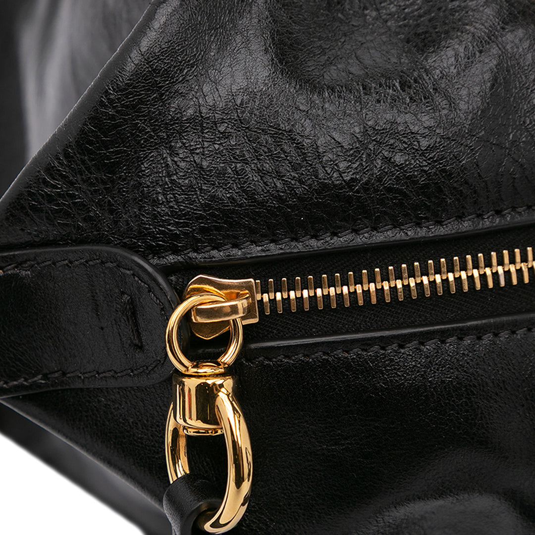 Shiny Calfskin Paraty 24 Satchel Black - Gaby Paris