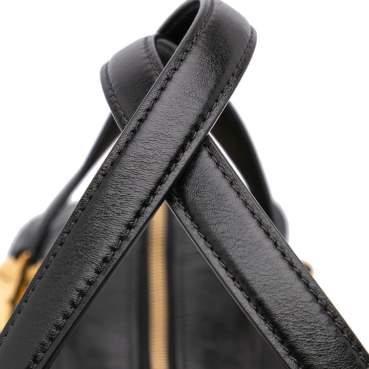 Shiny Calfskin Paraty 24 Satchel Black - Gaby Paris