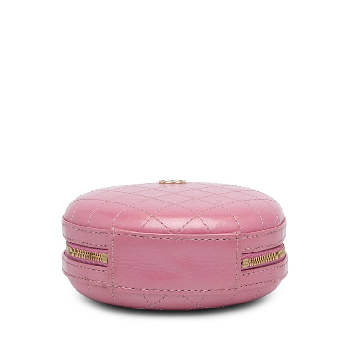 Lambskin CC Round Chain Crossbody Pink - Gaby Paris