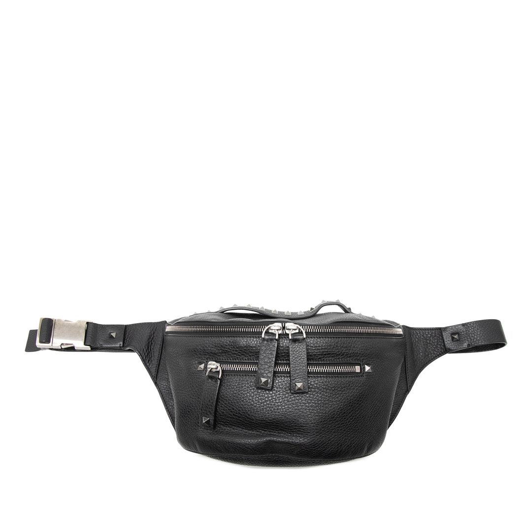 Valentino Pebbled Cuir de veau Rockstud Sac ceinture