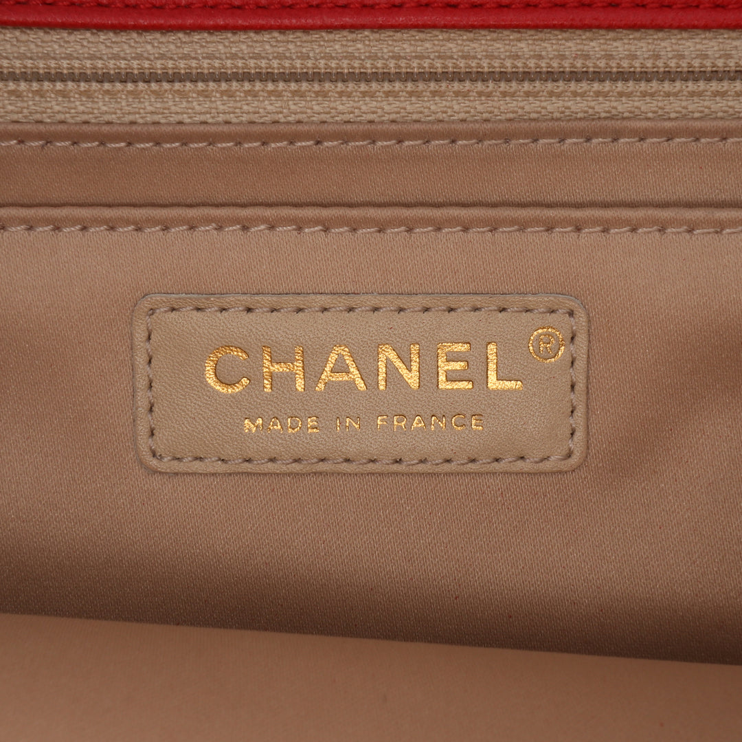 Large Quilted Lambskin Golden Class Flap Red - Gaby Paris