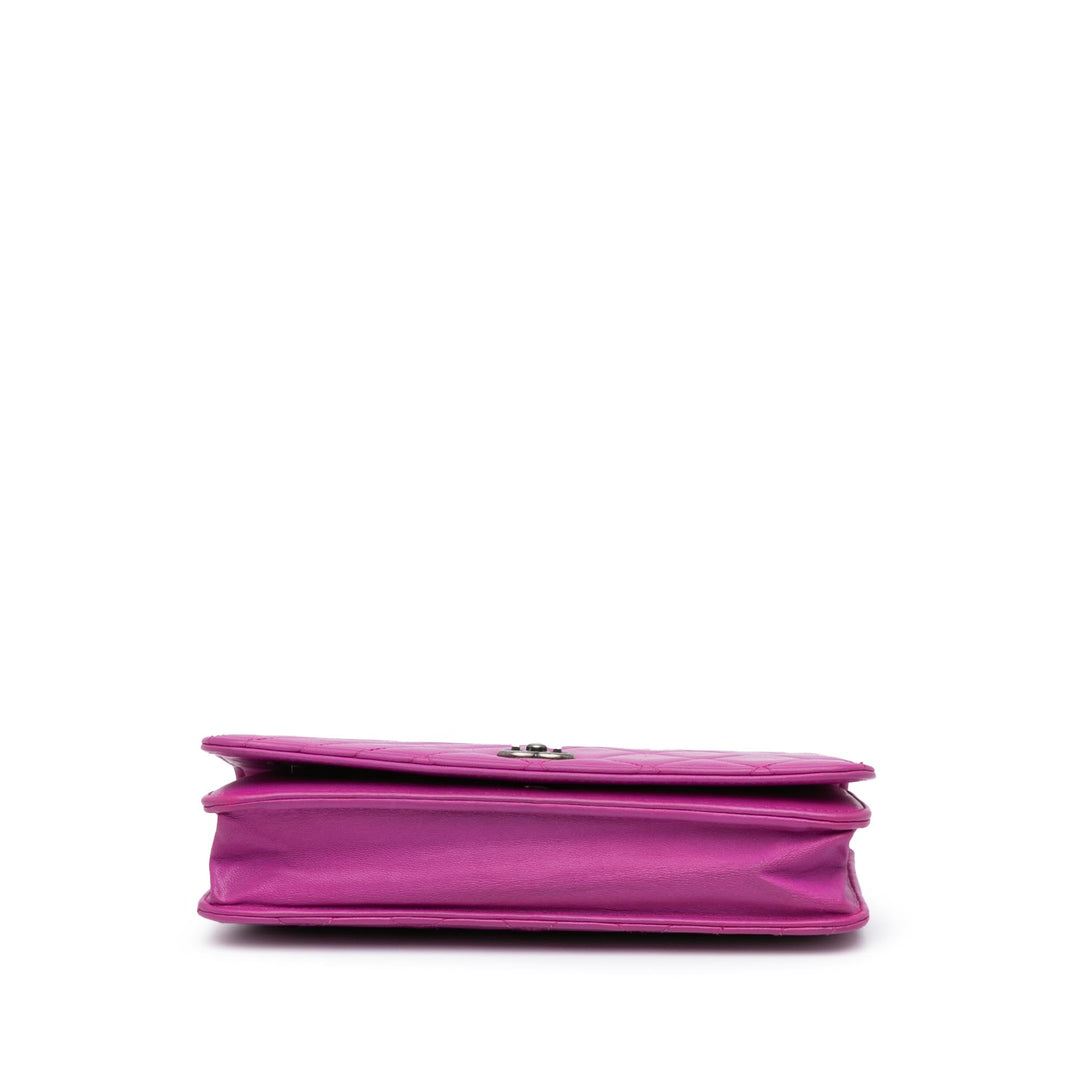Lambskin Coco Boy Wallet On Chain Purple - Gaby Paris
