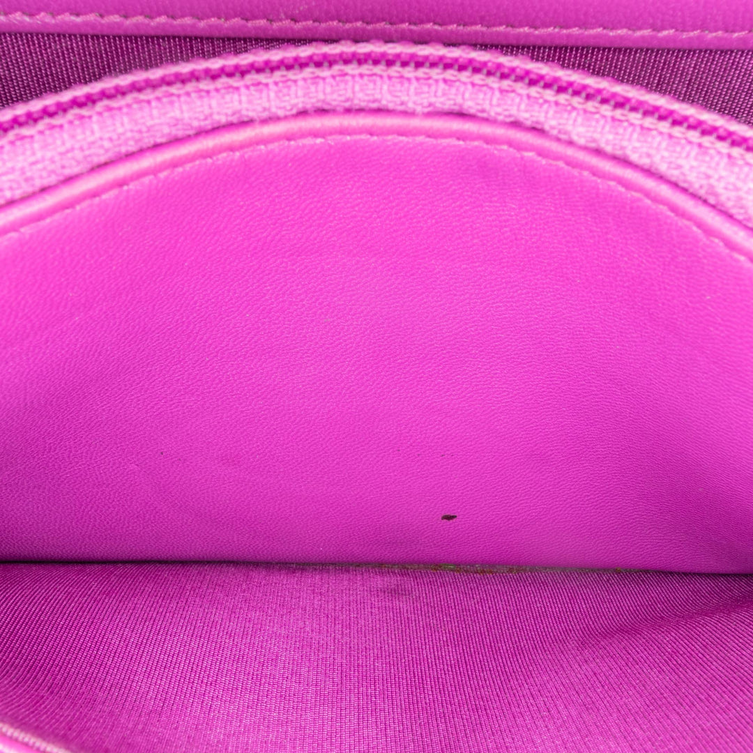 Lambskin Coco Boy Wallet On Chain Purple - Gaby Paris