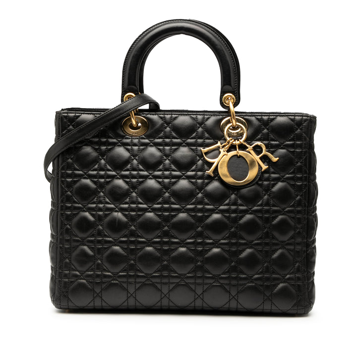 Dior Large Cuir d’agneau Cannage Lady Dior Noir