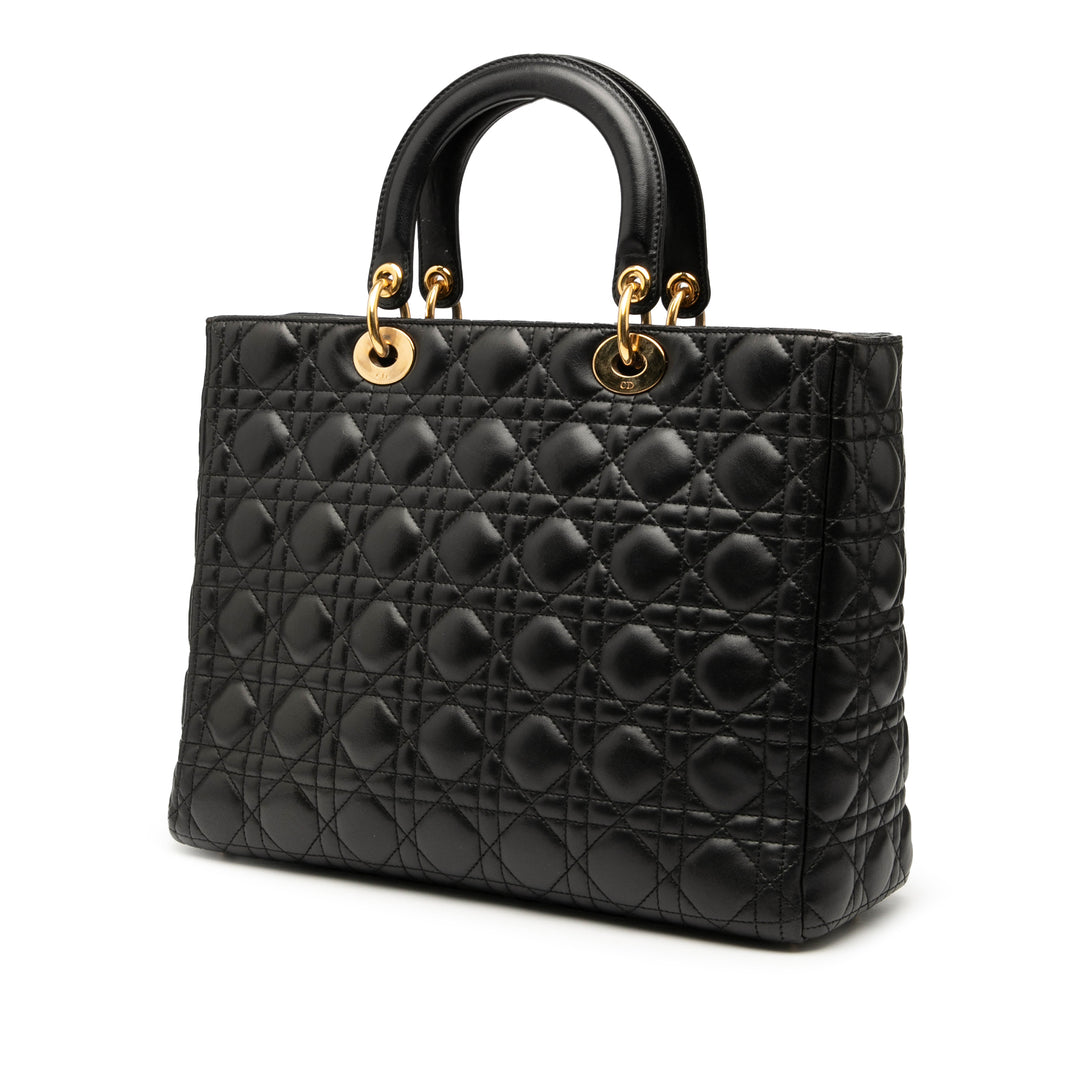 Dior Large Cuir d’agneau Cannage Lady Dior Noir
