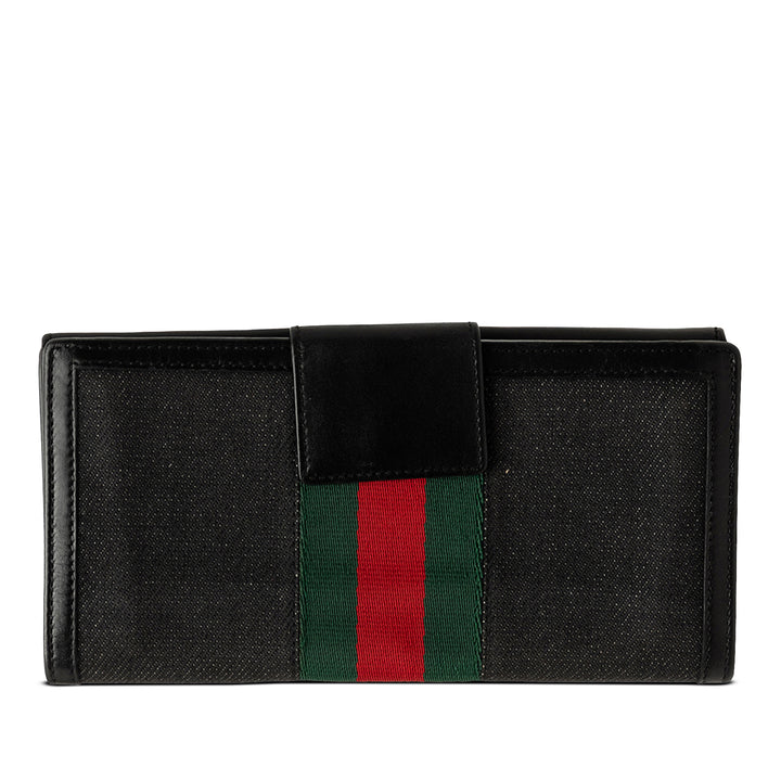 Gucci Toile et Cuir Web Continental Portefeuille