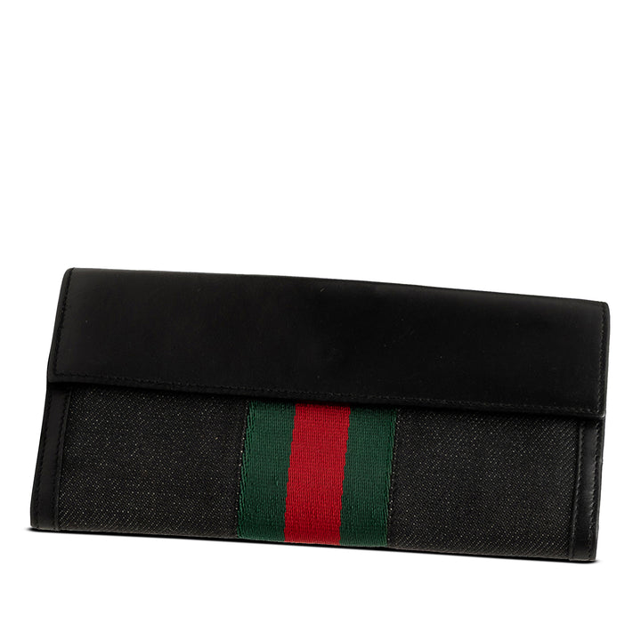 Gucci Toile et Cuir Web Continental Portefeuille