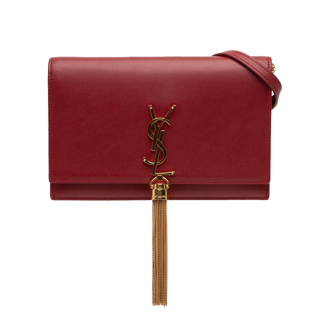 Saint Laurent Smooth Cuir de veau Monogram Kate Pompon Wallet on Chain