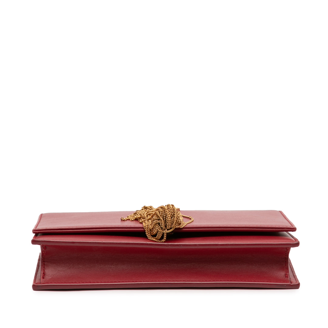Saint Laurent Smooth Cuir de veau Monogram Kate Pompon Wallet on Chain
