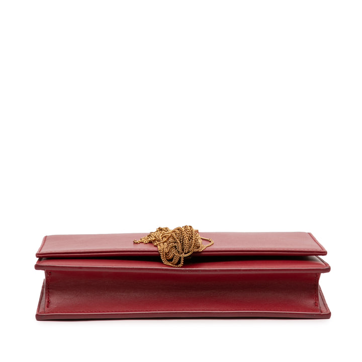 Saint Laurent Smooth Cuir de veau Monogram Kate Pompon Wallet on Chain
