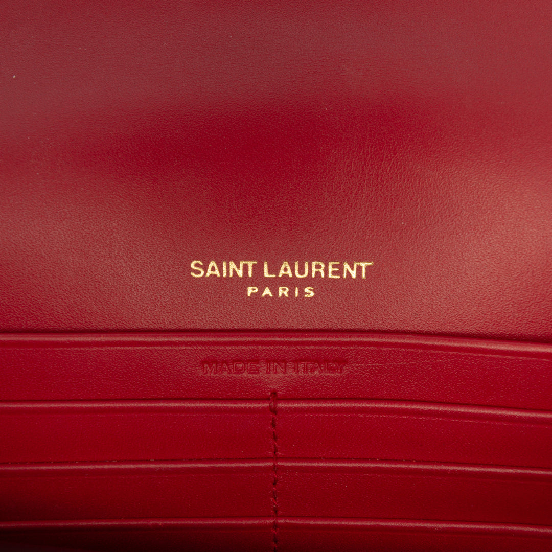Saint Laurent Smooth Cuir de veau Monogram Kate Pompon Wallet on Chain