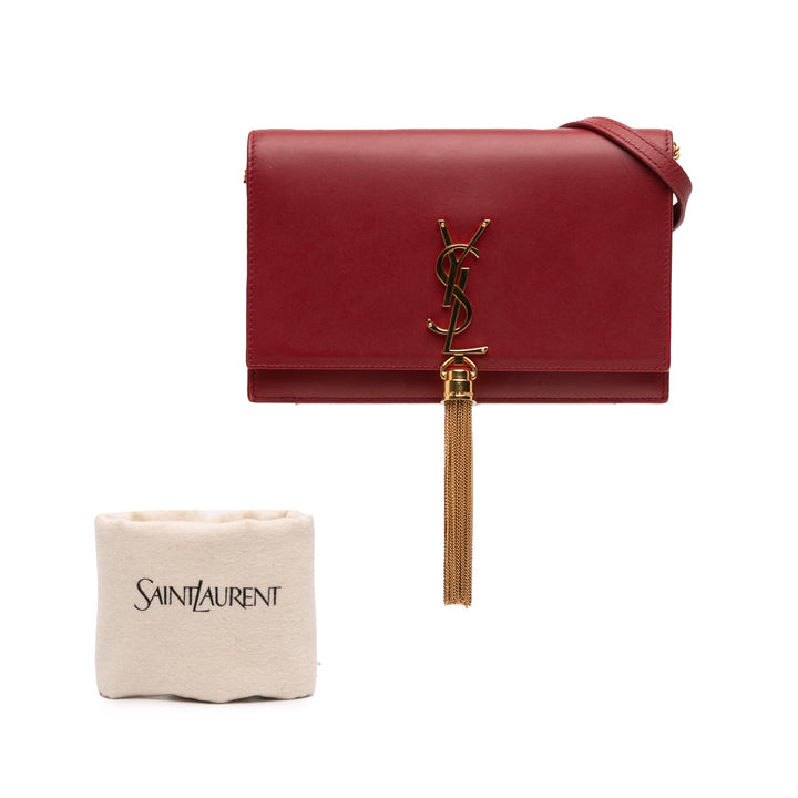 Saint Laurent Smooth Cuir de veau Monogram Kate Pompon Wallet on Chain