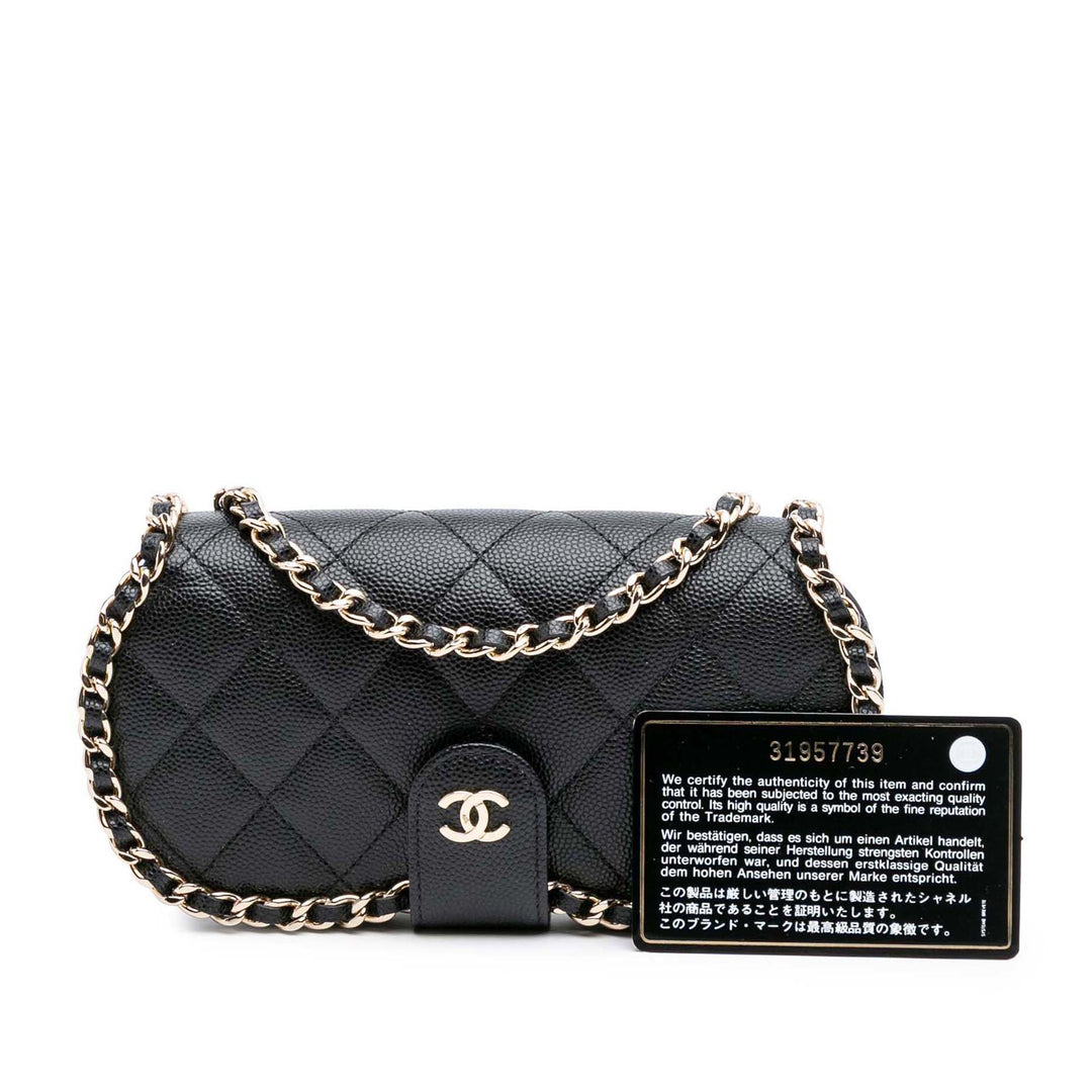 CC Quilted Caviar Chain Around Sunglasses Case Black - Gaby Paris