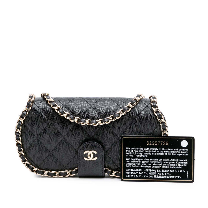 CC Quilted Caviar Chain Around Sunglasses Case Black - Gaby Paris